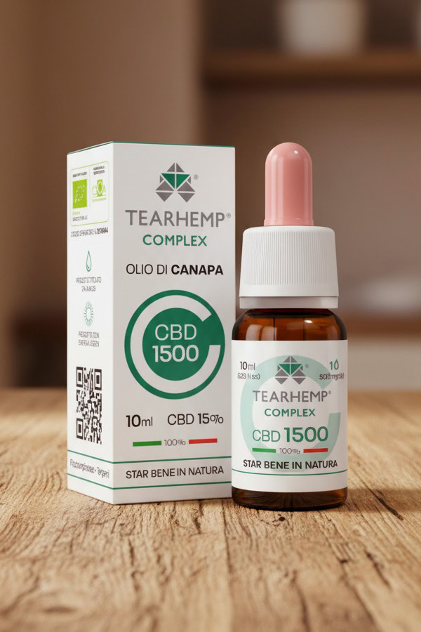 Tearhemp COMPLEX – CBD 15% Full Spectrum (10ml) CBD 15% Full Spectrum in olio di canapa biologico certificato 1 goccia contiene 5,00mg CBD