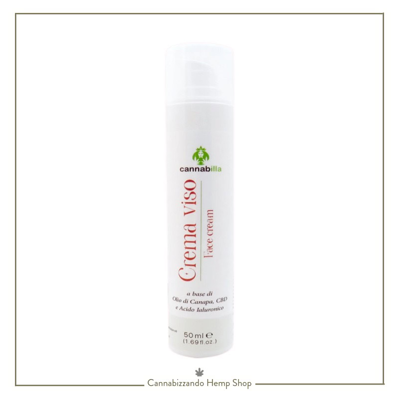 Flacone 50ml Crema Viso Cannabilla alla Canapa e CBD con Niacinamide 5% e acido ialuronico