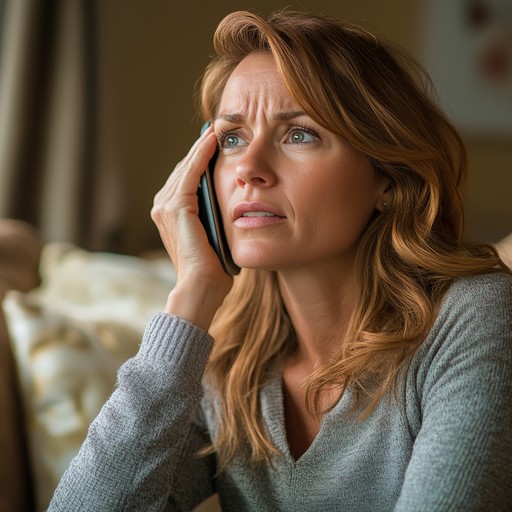 Woman on phone seeking legal help for car accident injury.