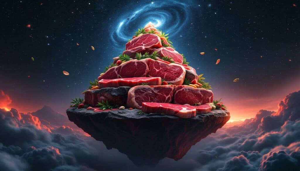 carnivore diet food pyramid surreal artwork