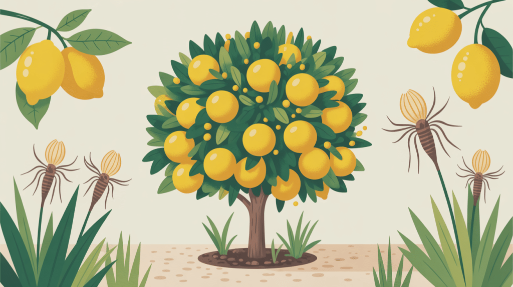 citronnier fourmis au jardin illustration protection