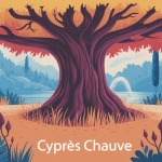 cyprès chauve silhouette automne genouilles jardin