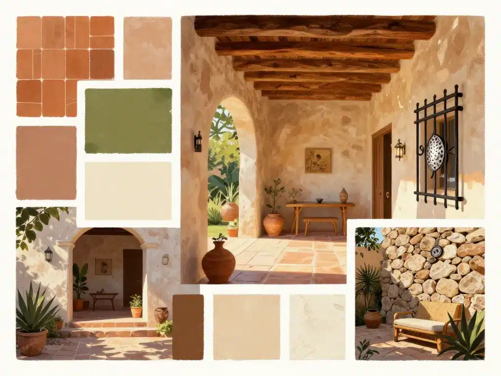 matériaux couleurs maison hacienda moderne chaleureuse