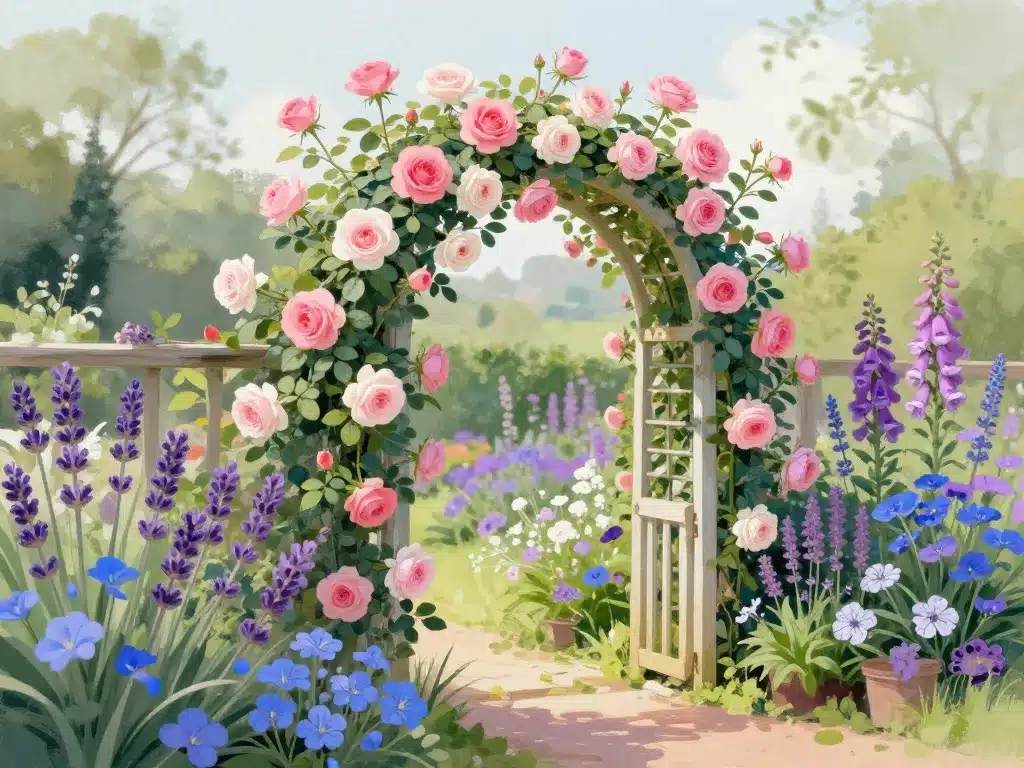 rosa eden rose associations lavande geranium nepeta