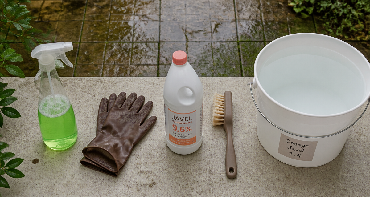 dilution javel 9 6 pour nettoyage terrasse matériel dosage