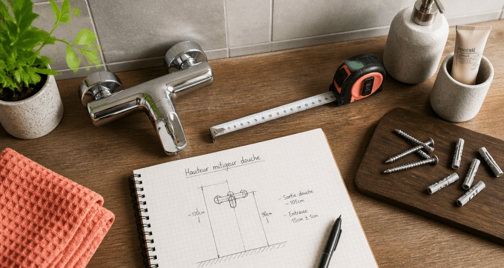 hauteur mitigeur douche sur plan de travail