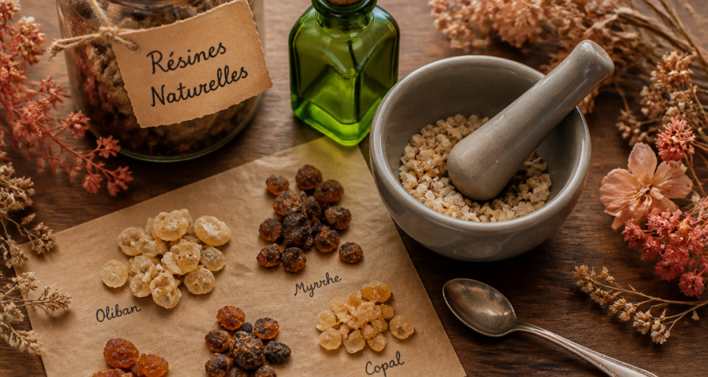 Résines naturelles, mortier, bocal et accessoires