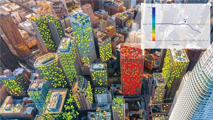 Image showing overlay of office buildings with potential problems