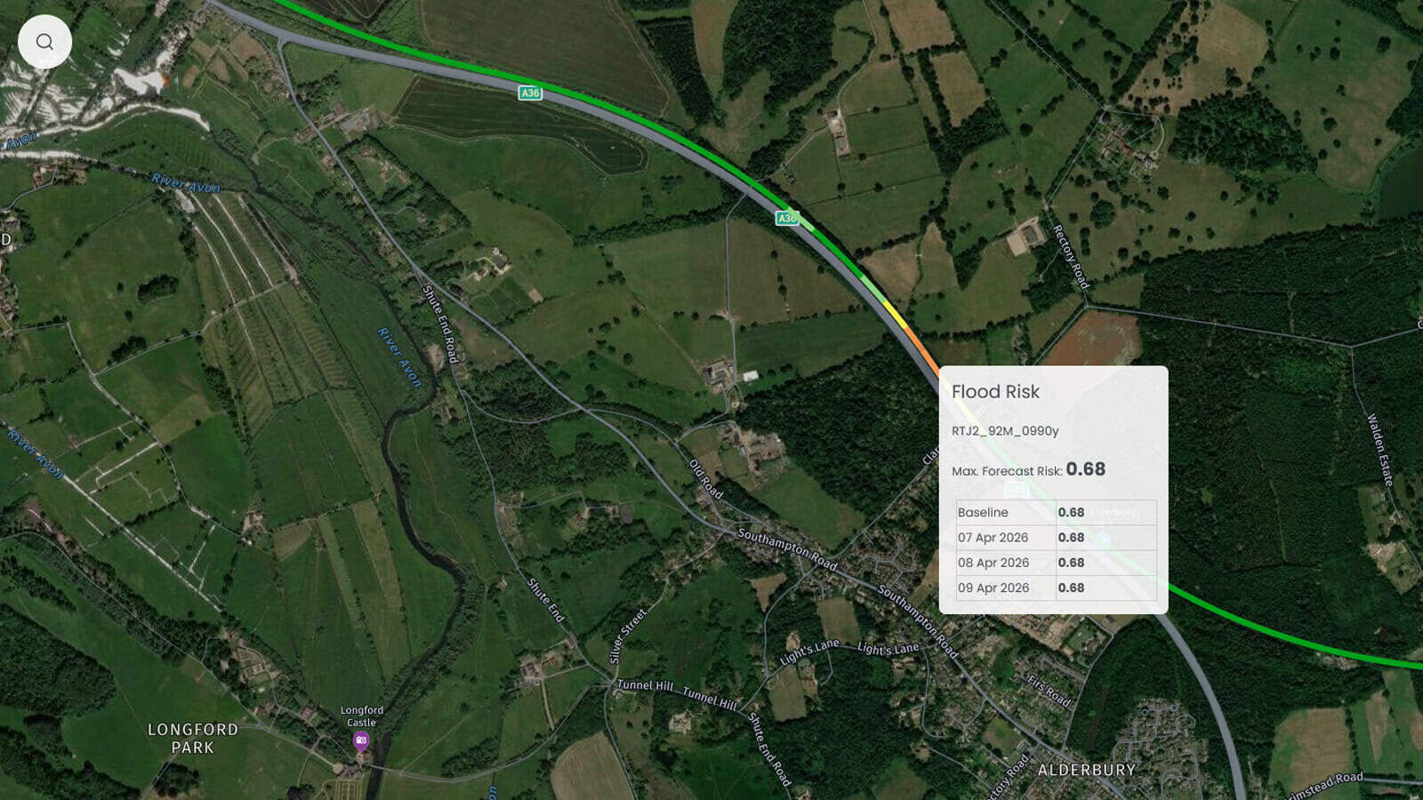 An image showing potential flood risk