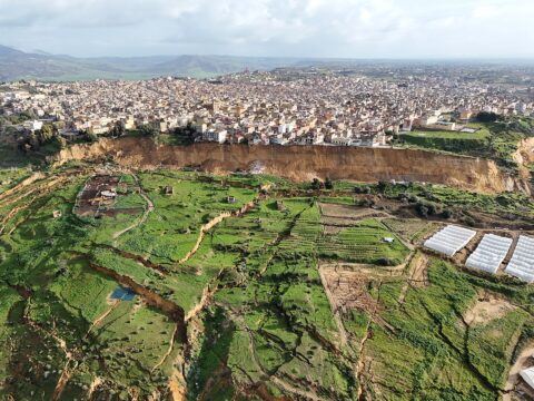 Aerial image of the 2026 landslide in Niscemi, Sicily, Italy