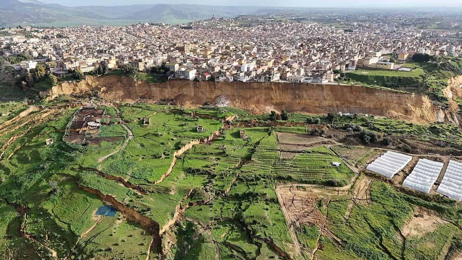 Aerial image of the 2026 landslide in Niscemi, Sicily, Italy