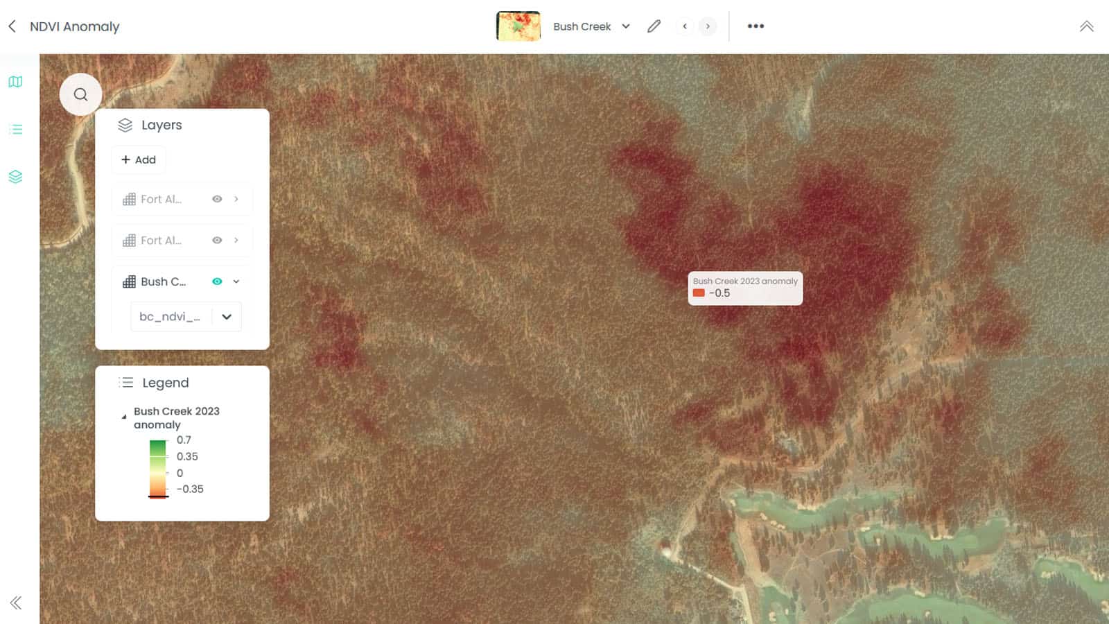 Screen grab showing wildfire risks