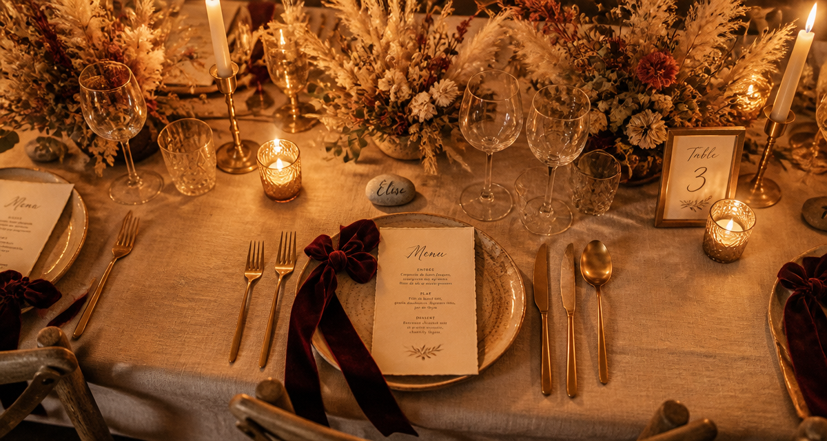 decos de mariage table fleurs terracotta
