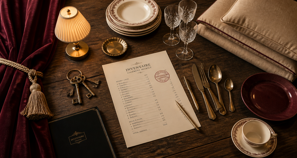 liste mobilier location meublée pdf sur table en bois