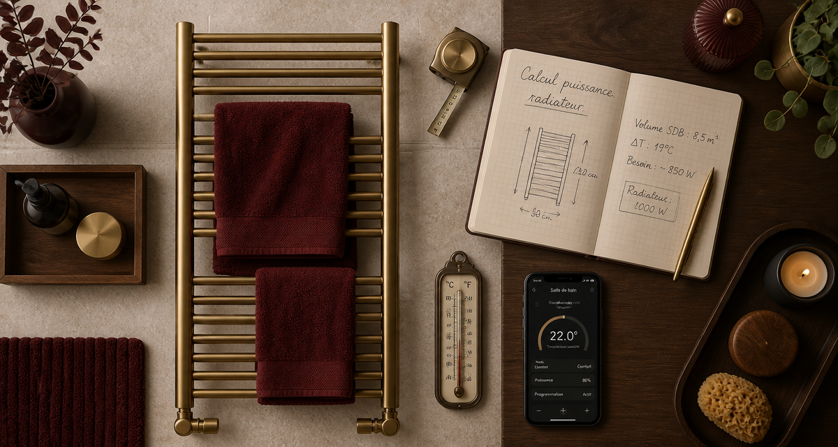 Quel radiateur pour salle de bain sèche-serviettes or et accessoires