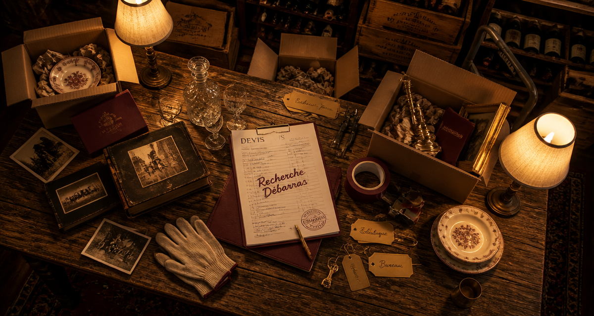 recherche personne pour débarrasser table cartons devis