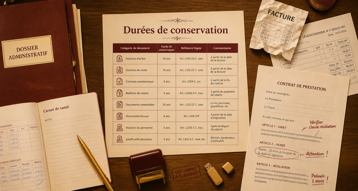 tableau récapitulatif combien de temps garder ses papiers pdf