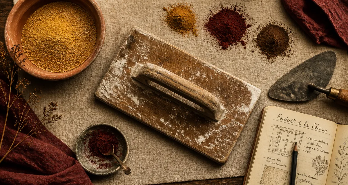 Outils chaux enduit artisan sable pigments