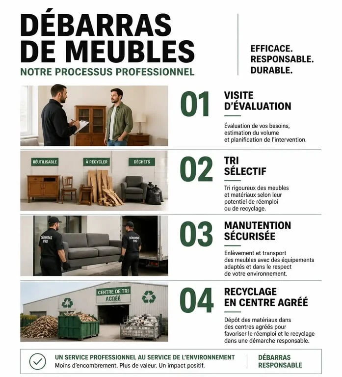 Étapes du débarras de meuble professionnel : de l'évaluation au recyclage