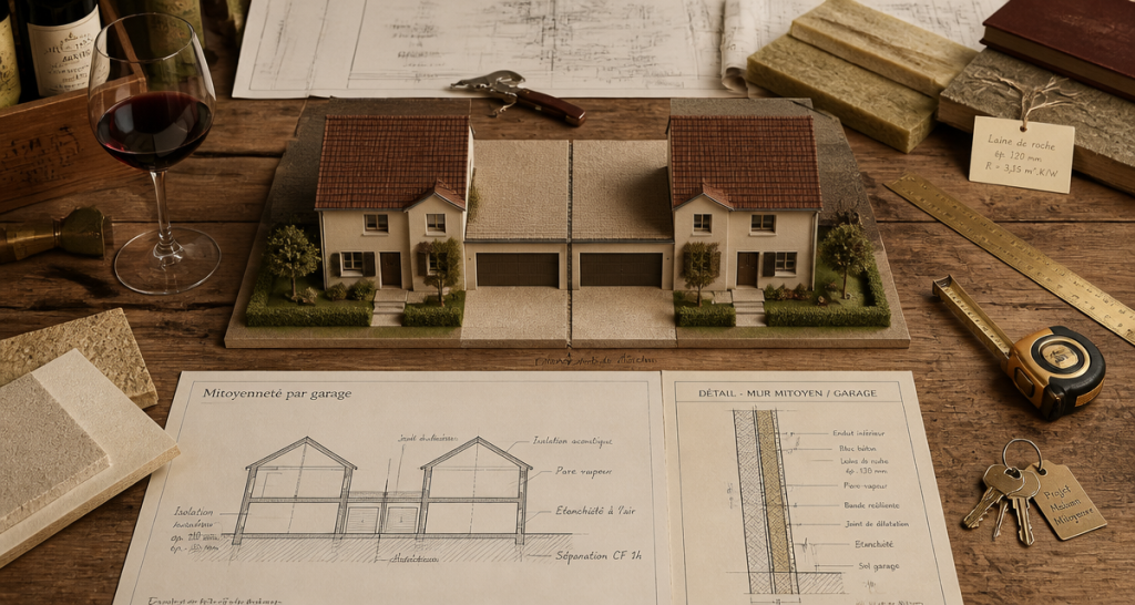 Plan isolation maison mitoyenne par le garage