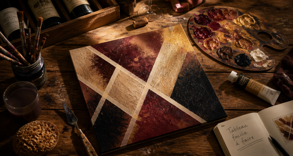 tableau facile à faire sur toile avec techniques sans pinceau