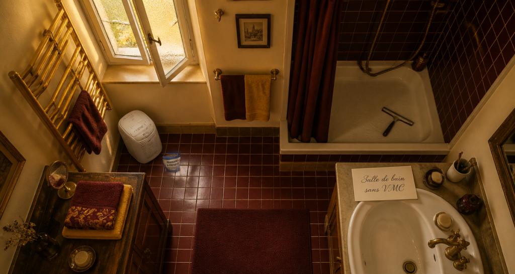 ventiler une salle de bain sans vmc ancienne, solutions humidité