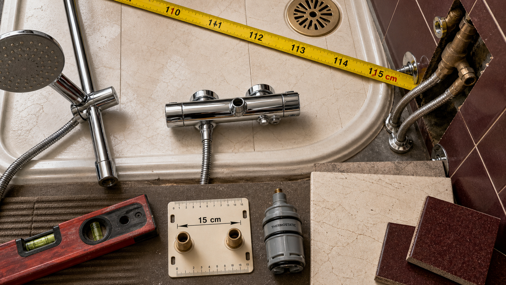 Hauteur mitigeur douche : 110–115 cm