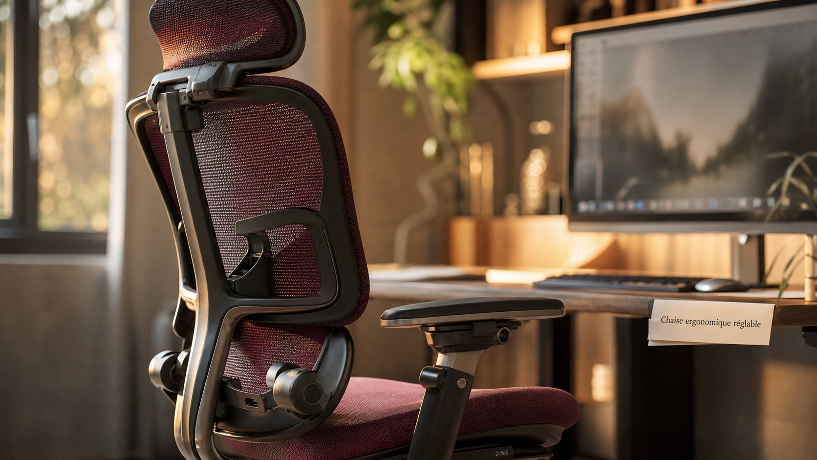 Top chaise ergonomique avec soutien lombaire réglable et dossier mesh