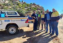 Some of the participants in the Nama Khoi pump station projects includes Louis Harper of Springbok Municipality, Adriaan Augus of Nama Khoi Municipality, Martin Fourie of KSB Mining, Mayor of Nama Khoi Municipality Rodney Kritzinger and KSB Upington branch manager, Andre Jonker.