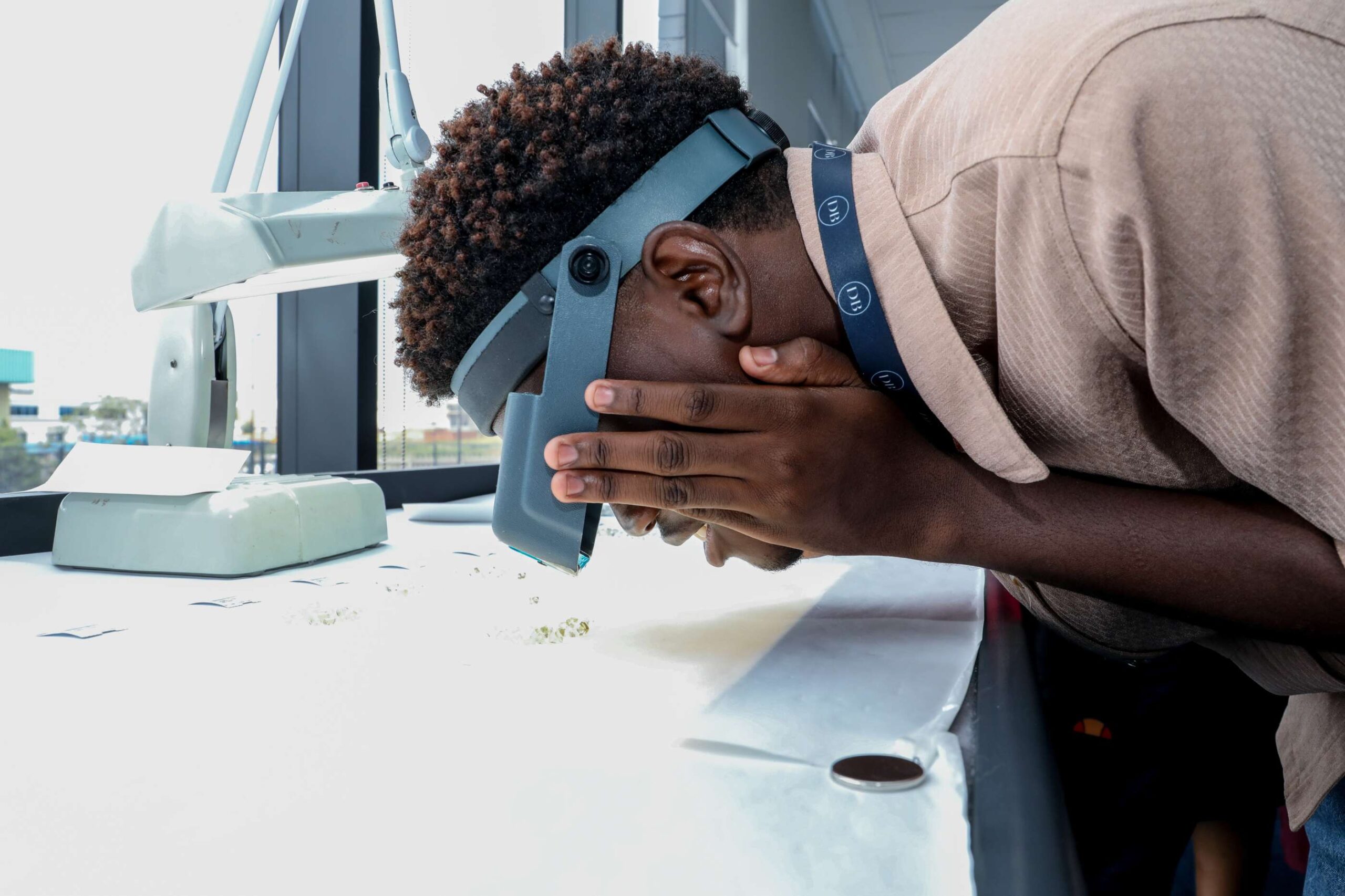 A guest views diamonds on display at the Sky Park facility.