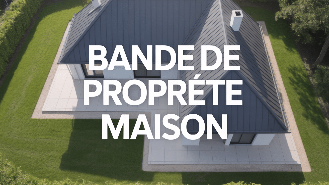 Vue aérienne bande de propreté maison moderne gravier