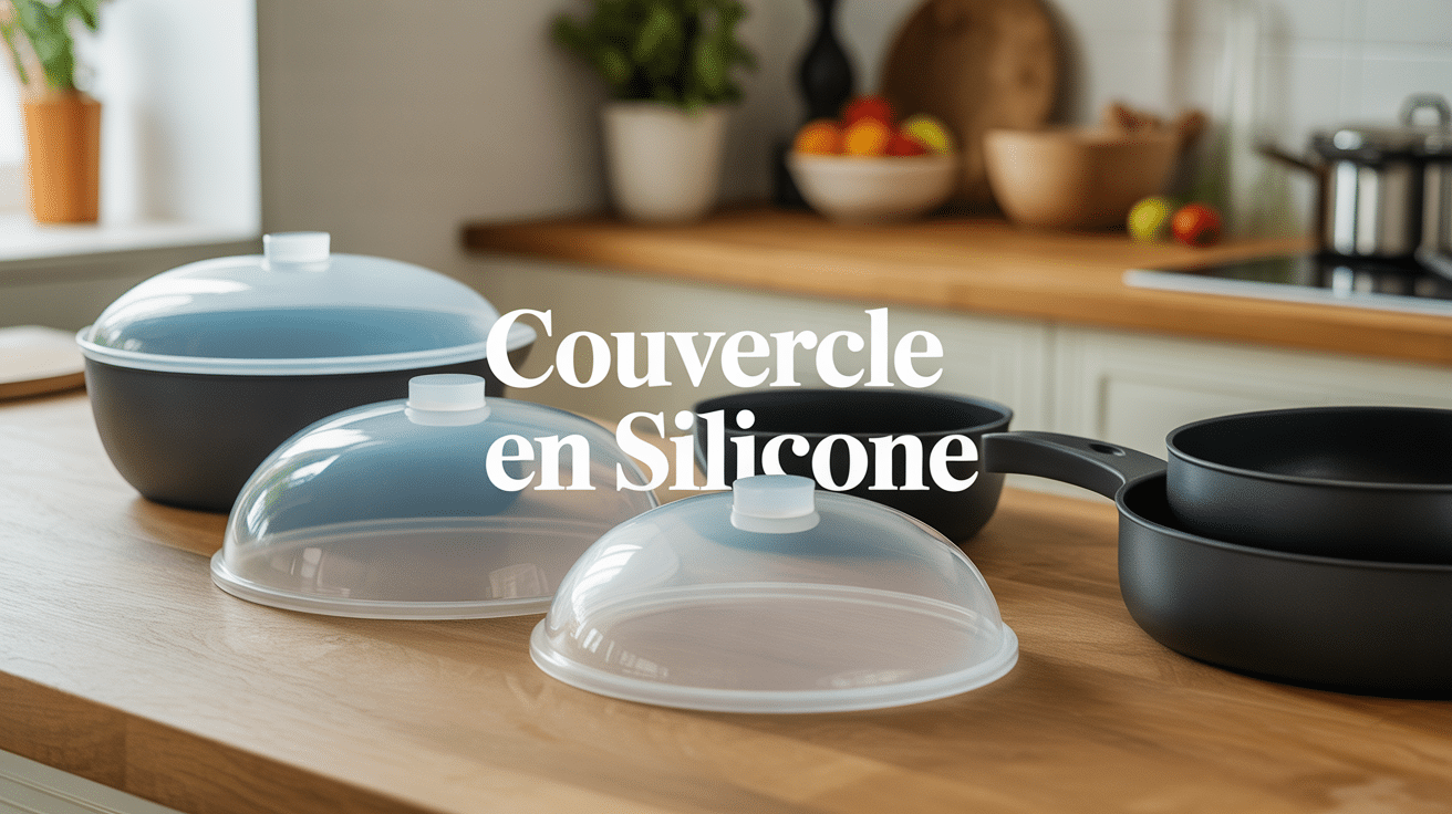 Couvercles en silicone transparents sur récipients cuisine