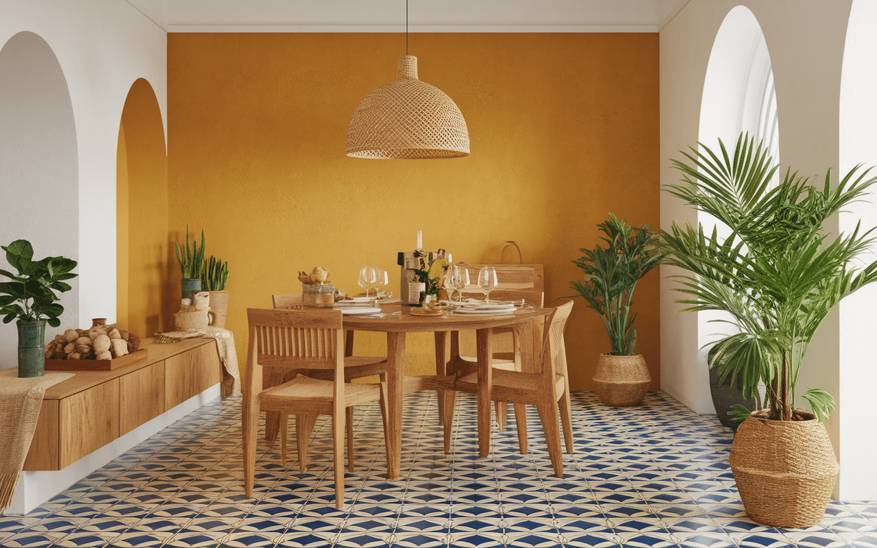 intérieur maison espagnole carrelage bois azulejos