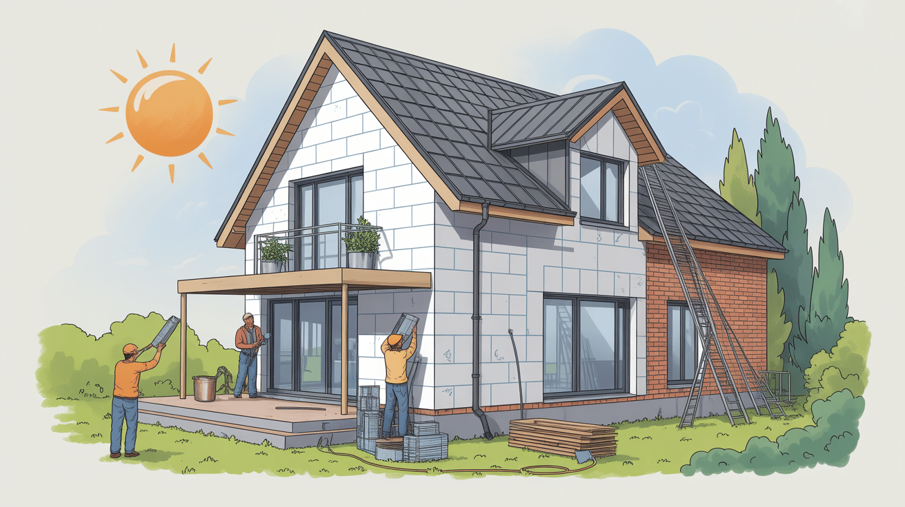 travaux isolation exterieur maison phenix ouvriers panneaux