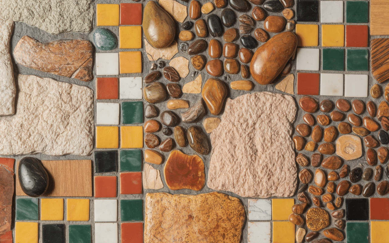 Matériaux maison style italienne pierre calcaire tuiles terre cuite bois patiné