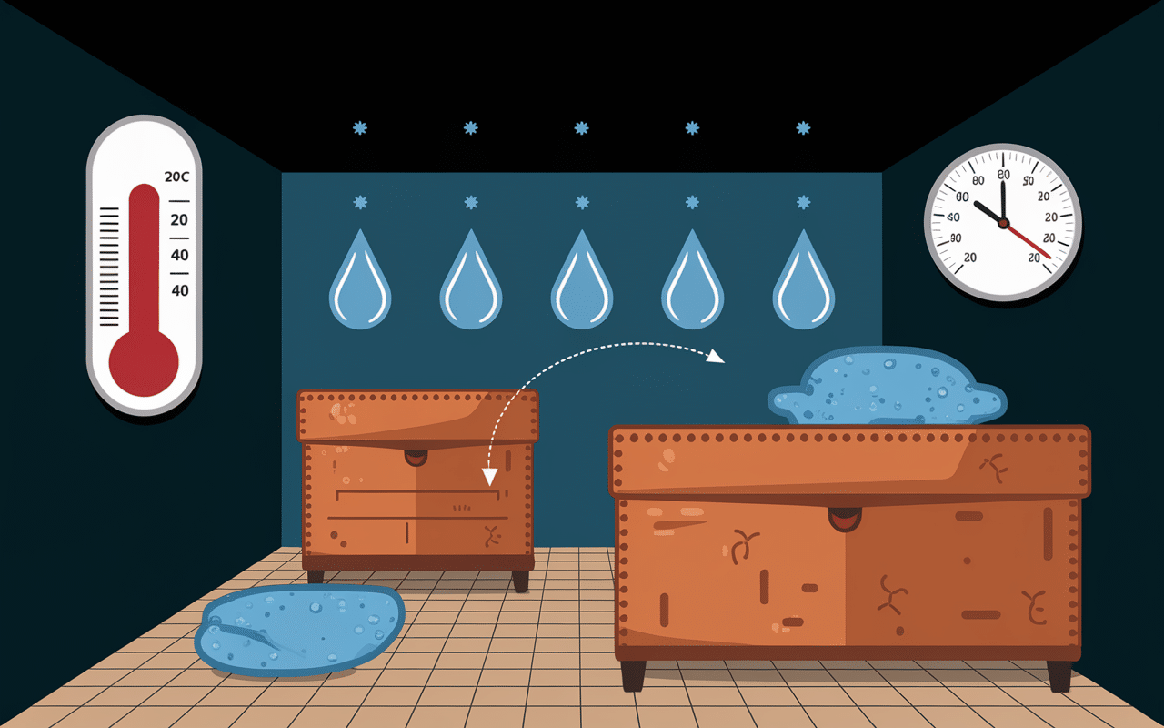 Moisissure cuir danger humidité stockage infographie