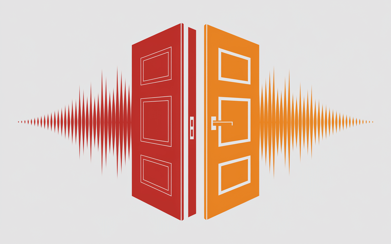 Schéma technique performance porte acoustique 100 dB multicouche