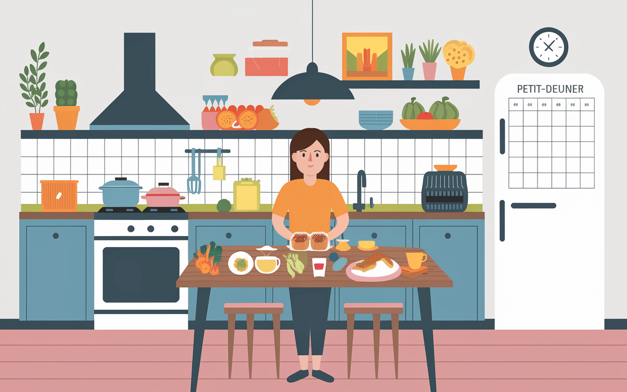 planning menu mois vierge réfrigérateur cuisine matin