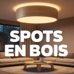 Spot en bois suspendu salon cosy