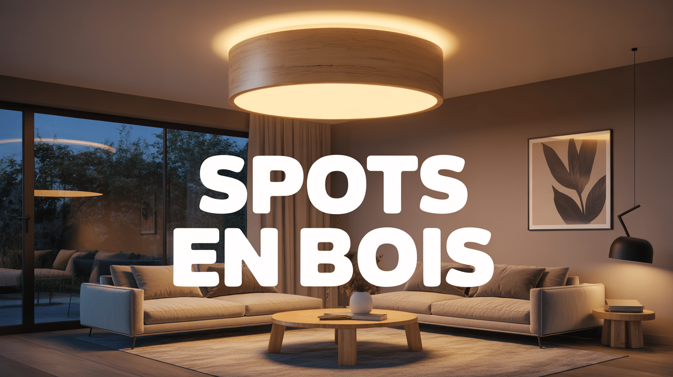 Spot en bois suspendu salon cosy
