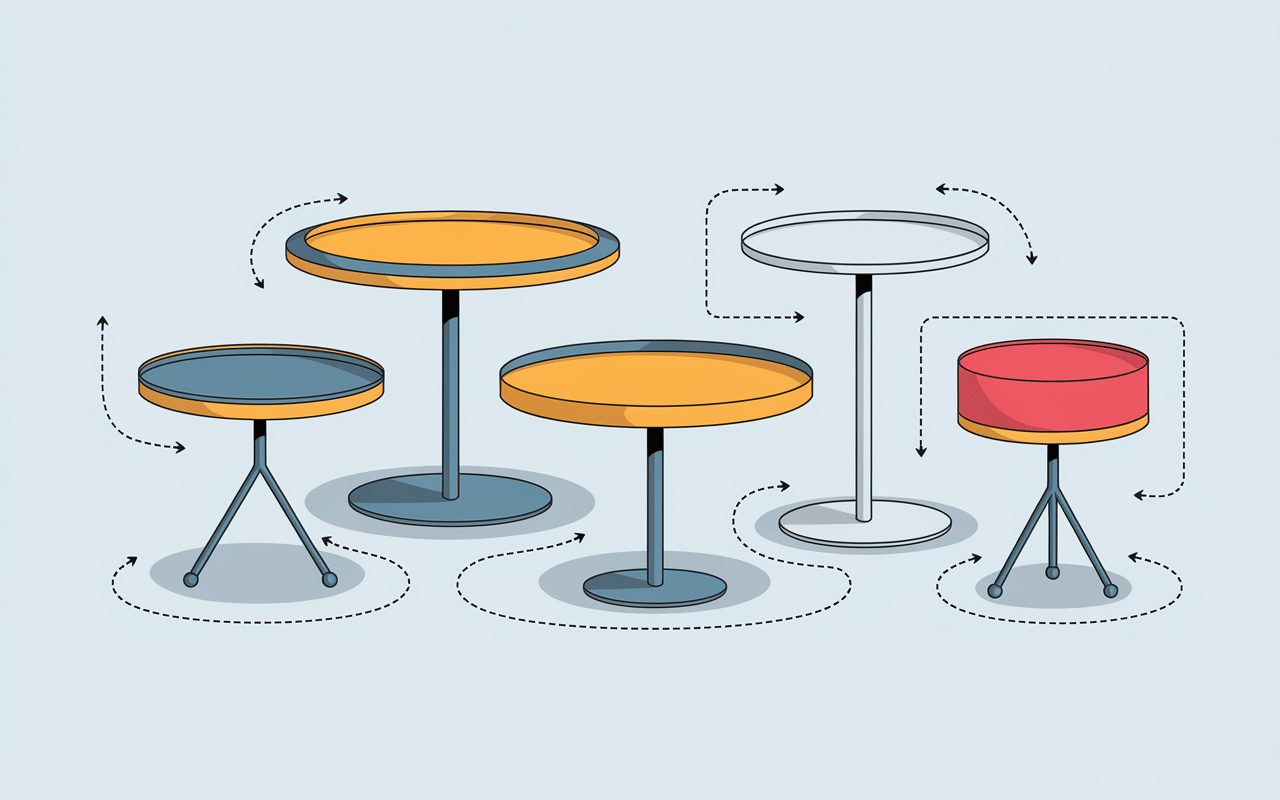 Table d appoint metal formes et mesures schéma