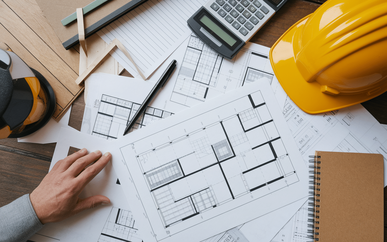 Planification terrasse sur pilotis moderne documents et plans