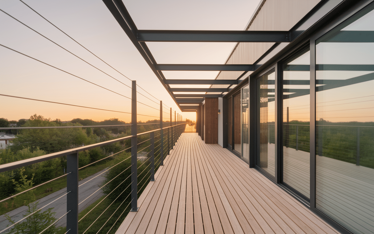 Terrasse sur pilotis moderne contemporaine surélevée