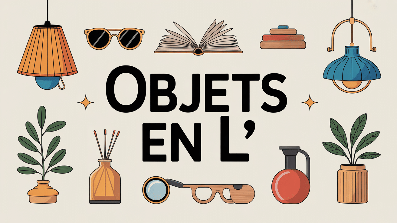 illustration objets en l lampe livre lunettes lustre loupe luge