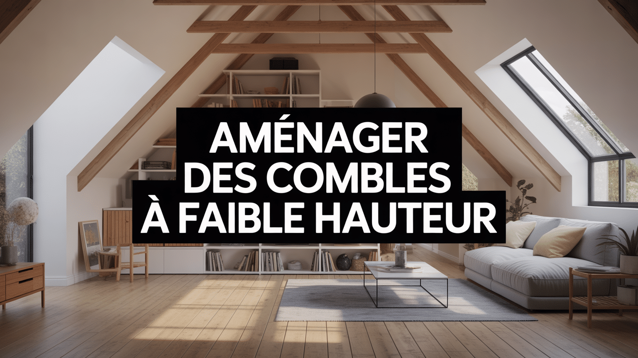 Vue d'ensemble combles aménagés faible hauteur mobilier bas