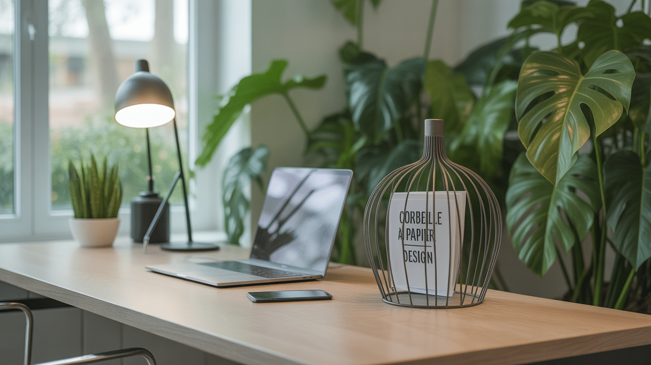 corbeille à papier design élégante métal bureau contemporain