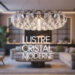 lustre cristal moderne suspendu salon élégant