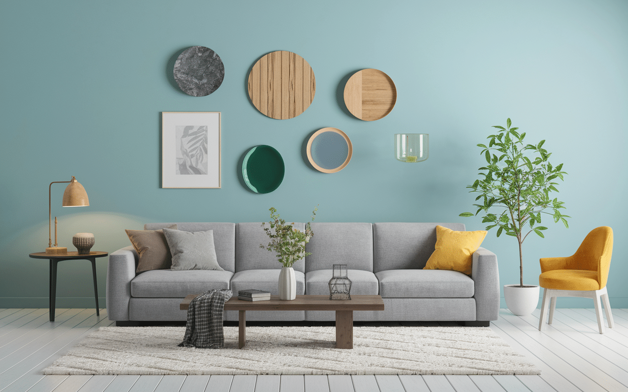 Echantillons gris 2900 sablé avec bois et pierre