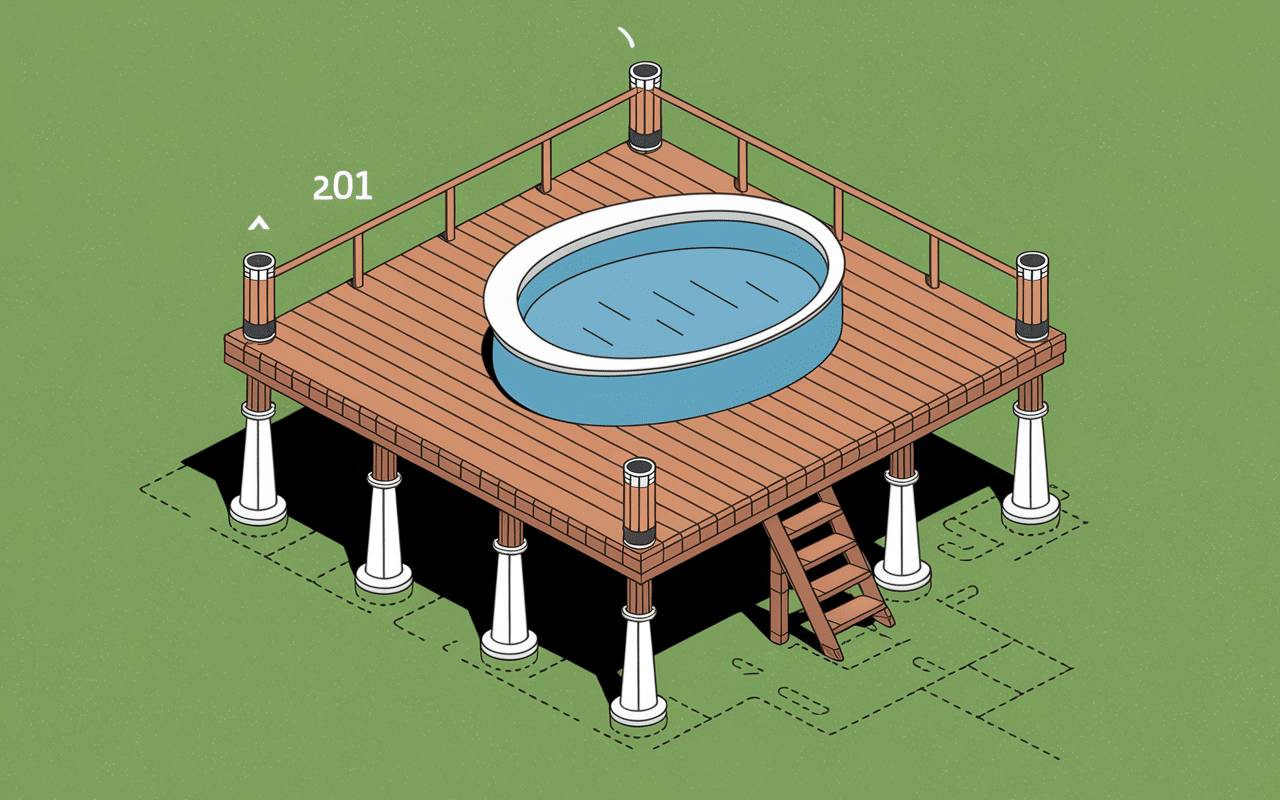 schema technique piscine sur terrasse bois