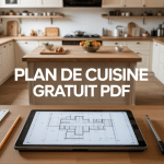 plan de cuisine gratuit pdf moderne avec ilot et tablette